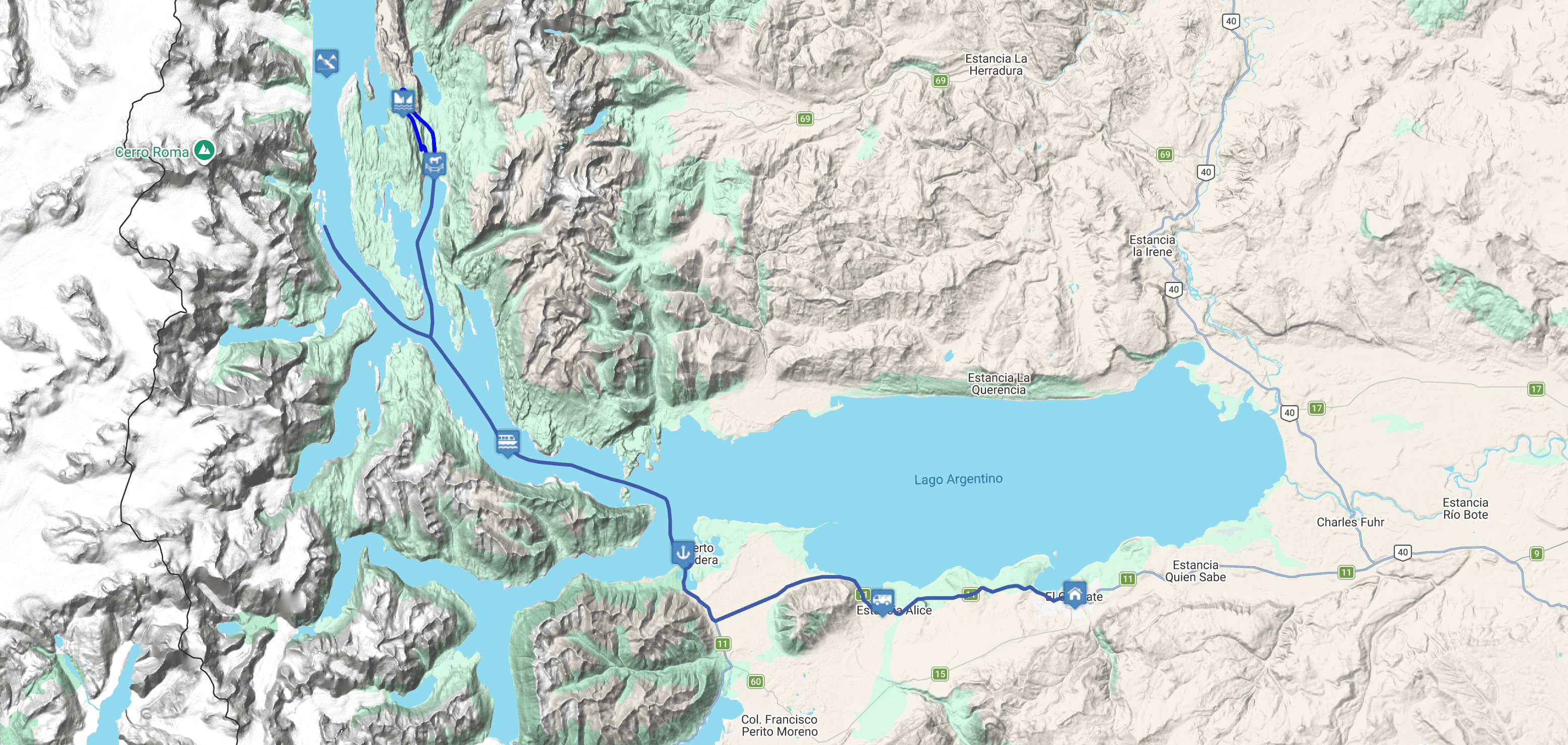 Map Estancia Cristina: Upsala Trekking