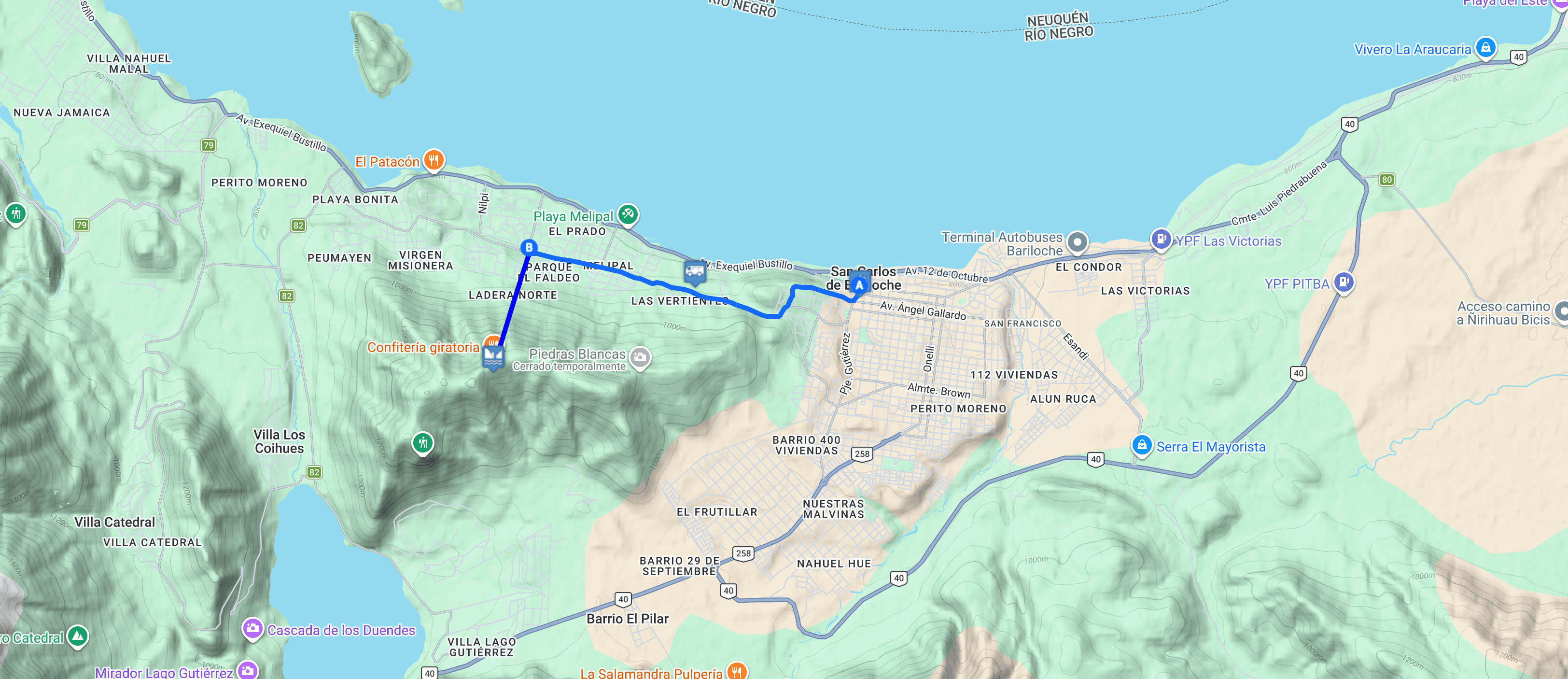 Map Cerro Otto: Panorámicas de Bariloche