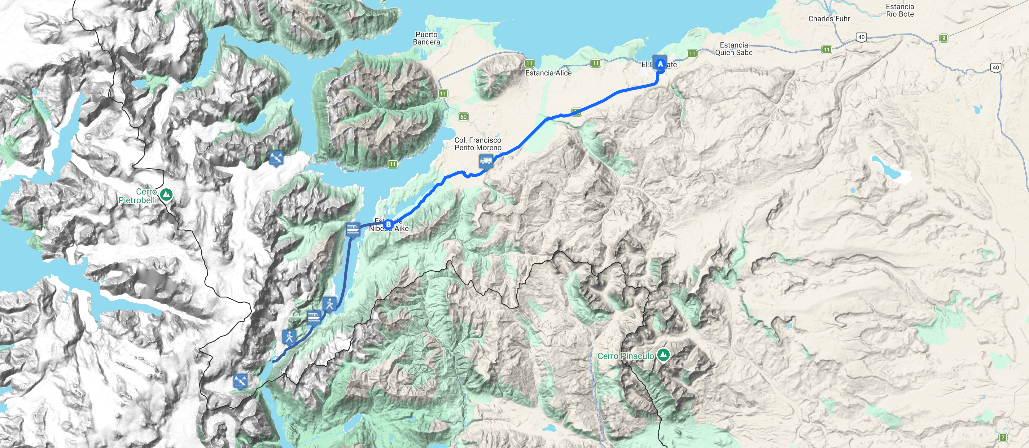 Map Glaciar Sur Aventura