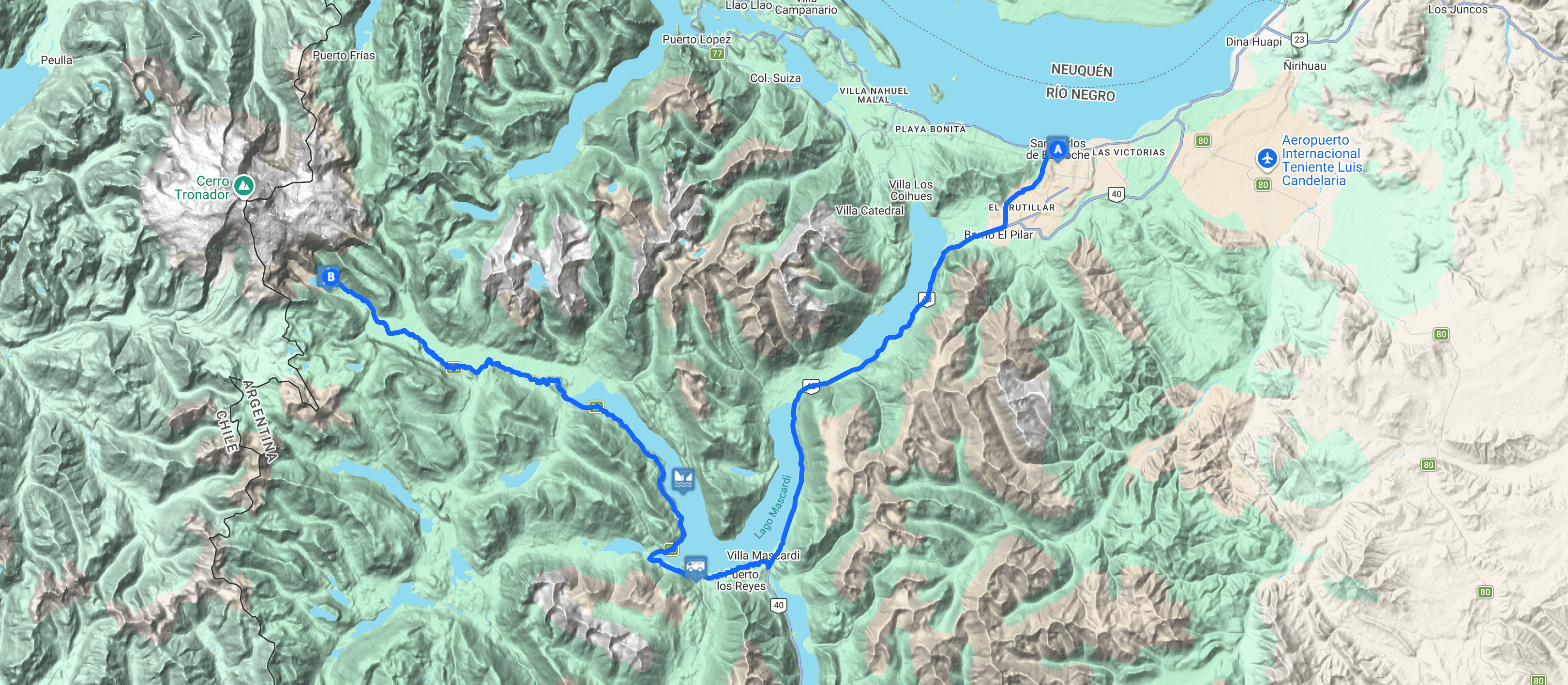 Map Cerro Tronador y Glaciar Negro