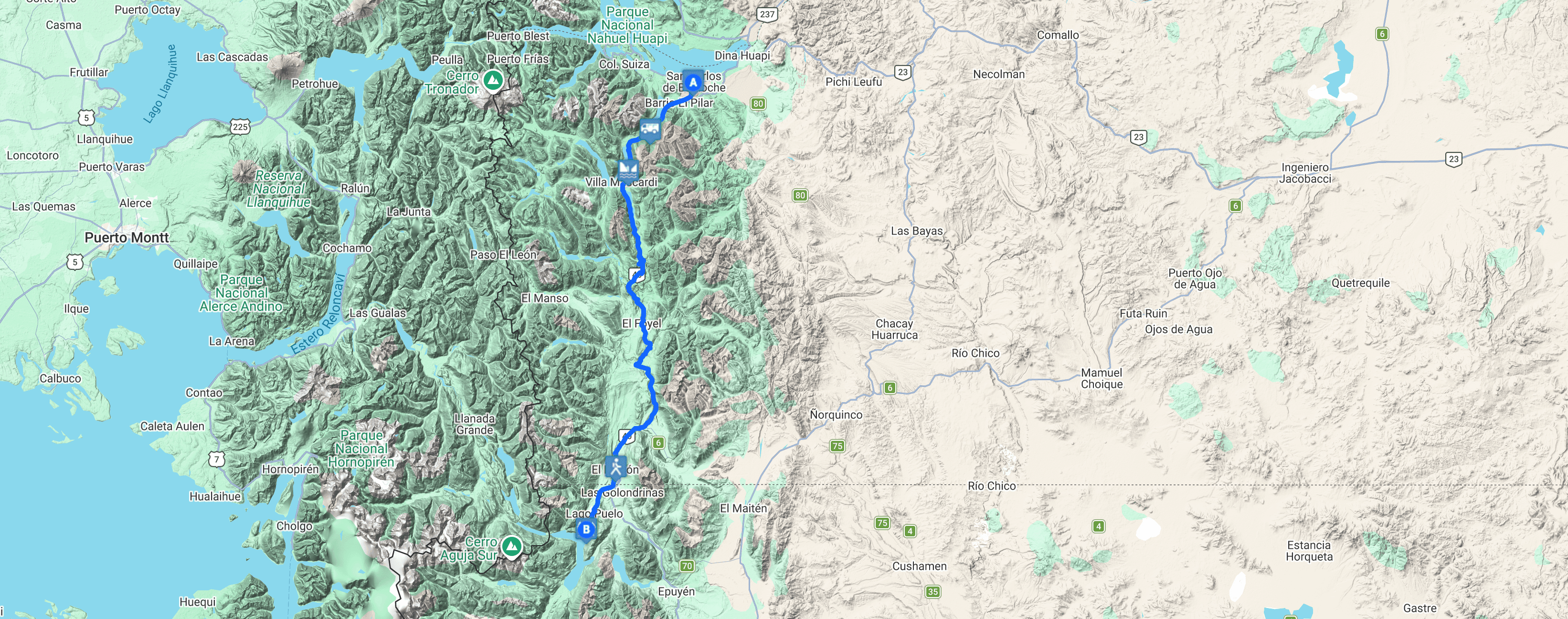 Map El Bolsón y Lago Puelo