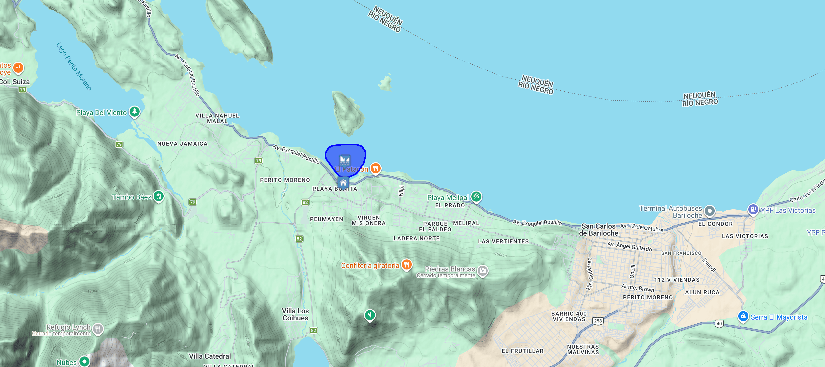 Map Bautismo de Buceo: Lago Nahuel Huapi