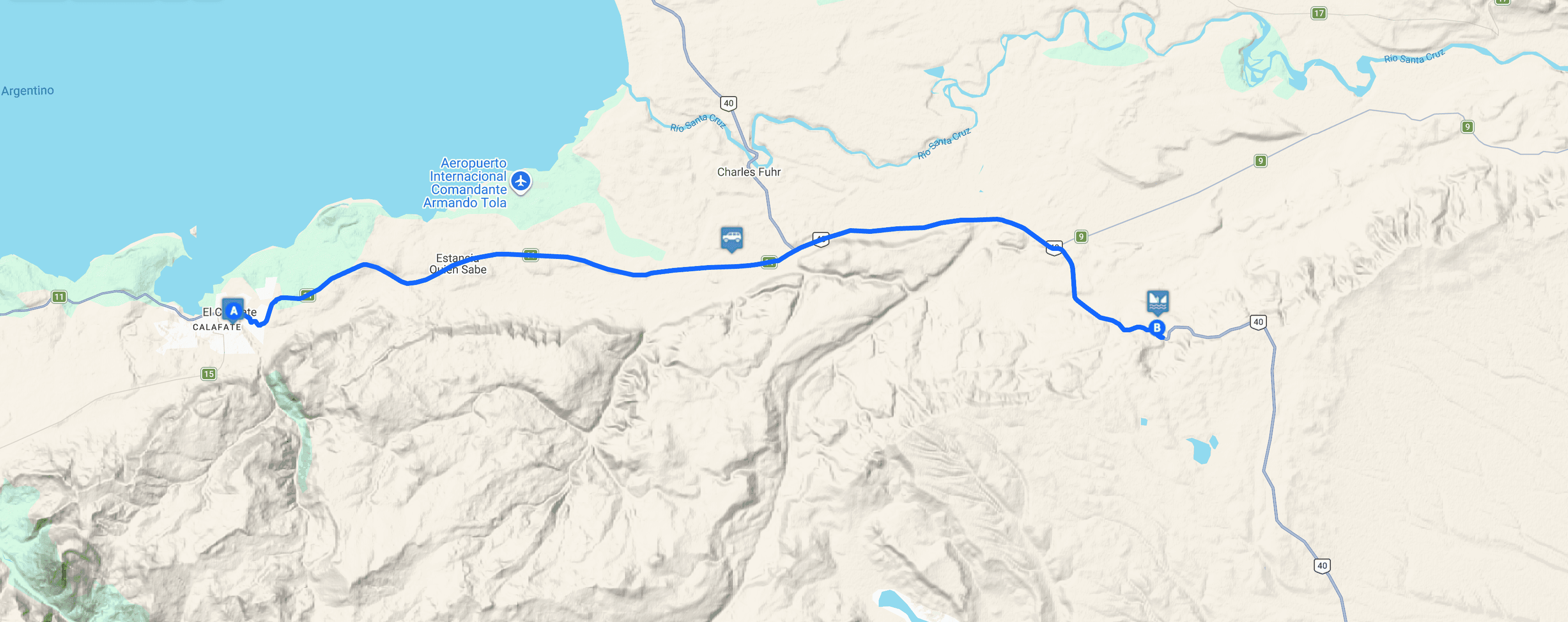 Map Calafate Night Tour