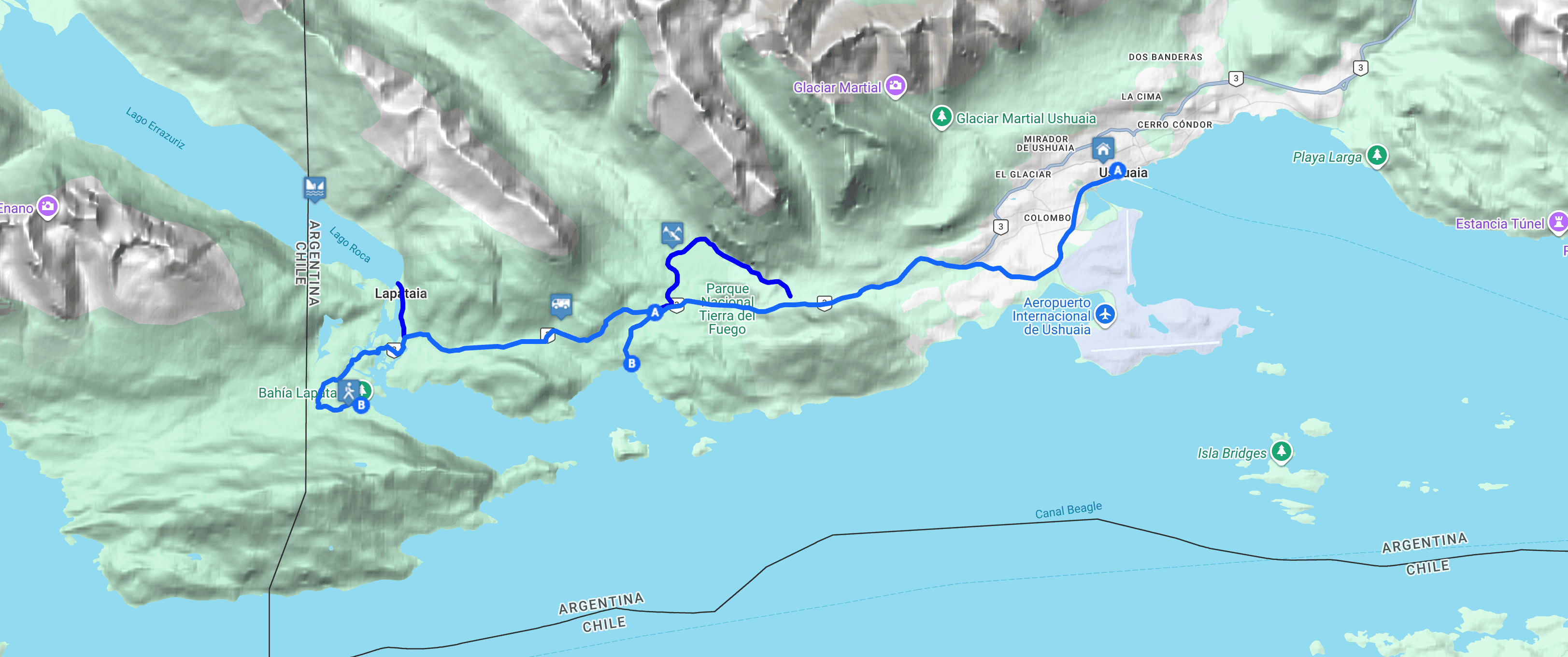 Map Parque Nacional Tierra del Fuego
