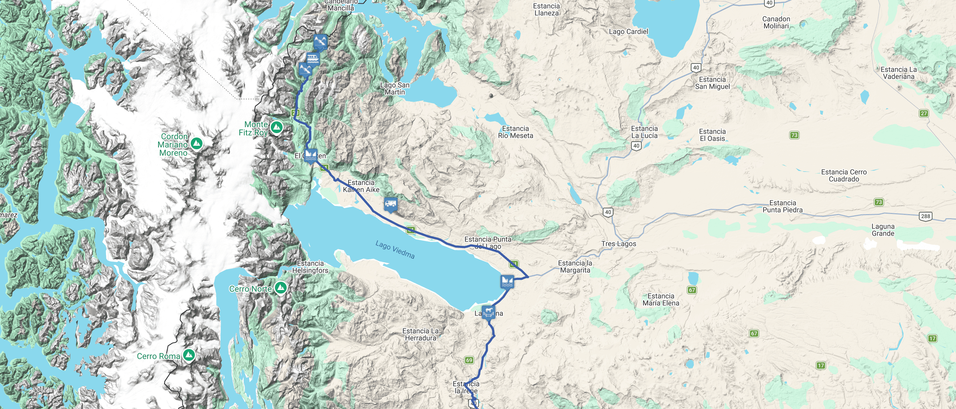 Map Chaltén full day: Lago del Desierto
