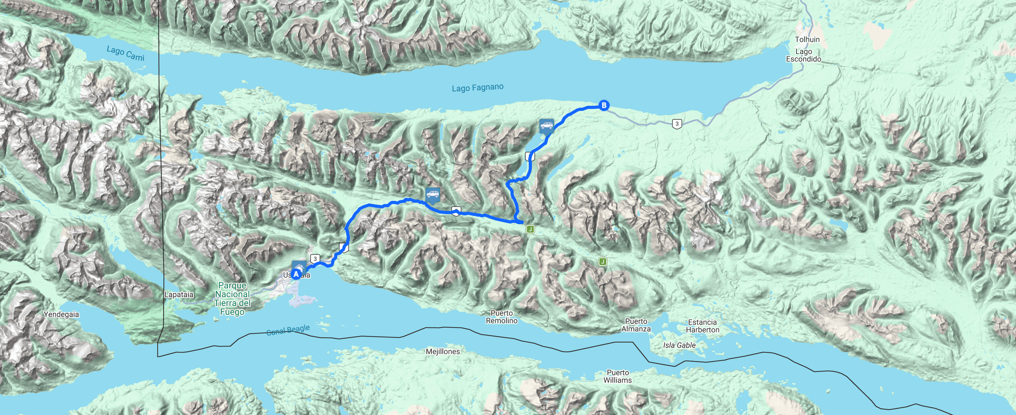 Map Lagos: Escondido y Fagnano