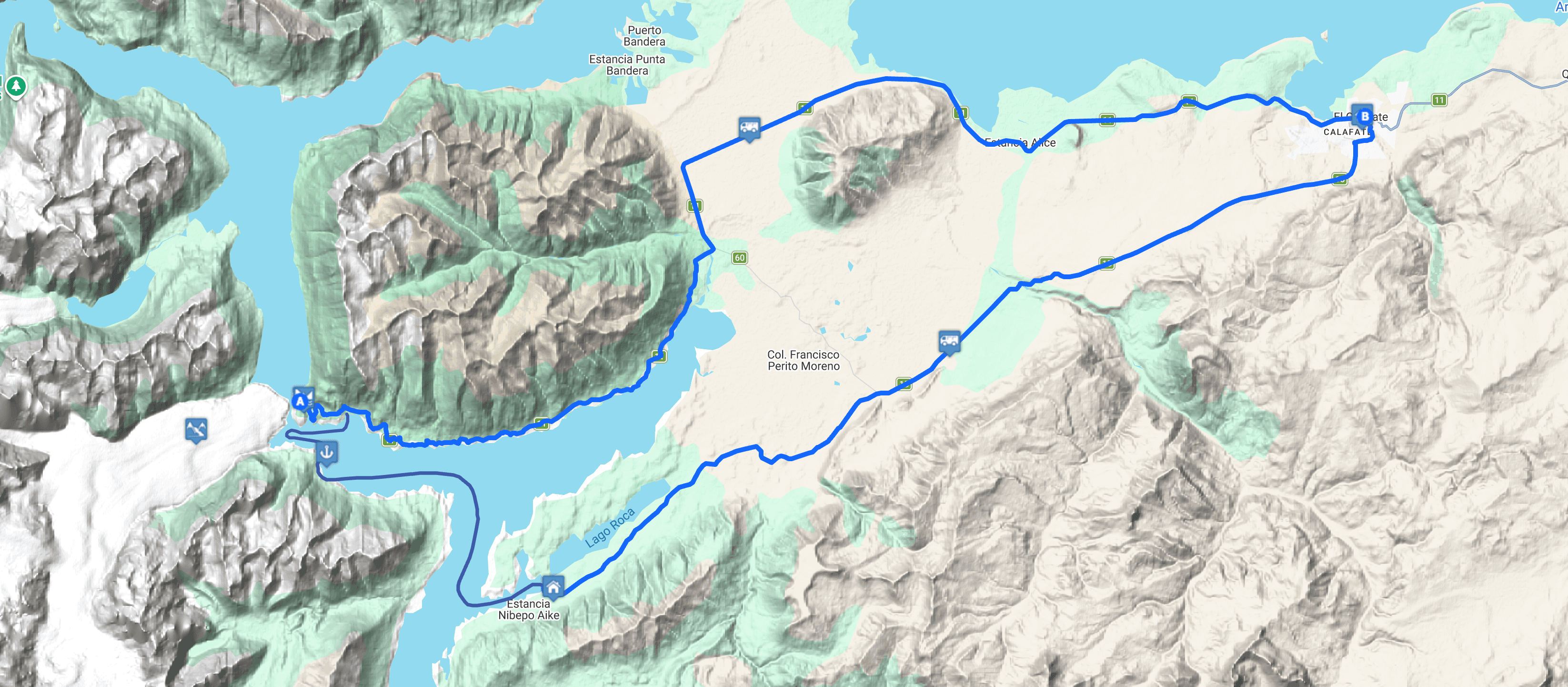 Map Glaciar Sur Pioneros