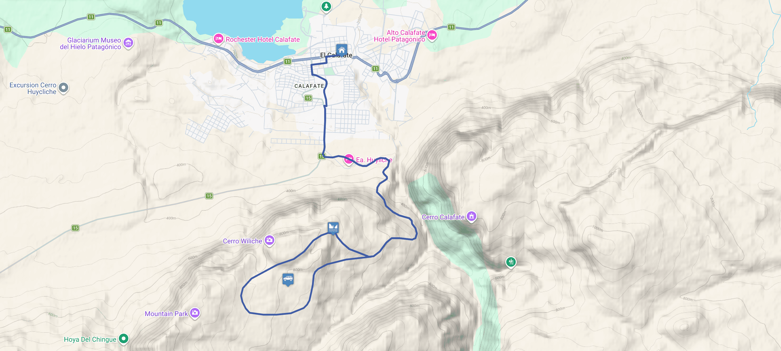 Map Balcones de Calafate 4x4