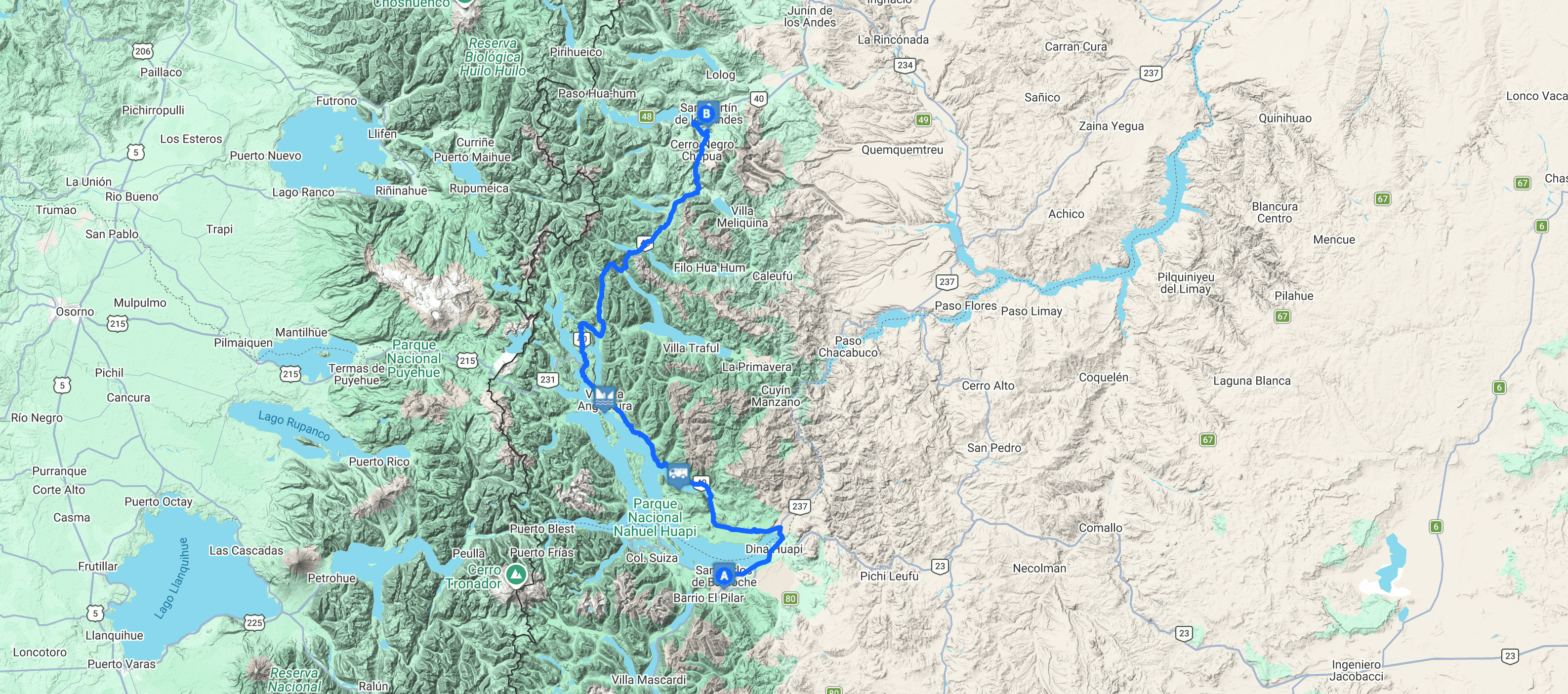 Map San Martín de Los Andes y los 7 lagos