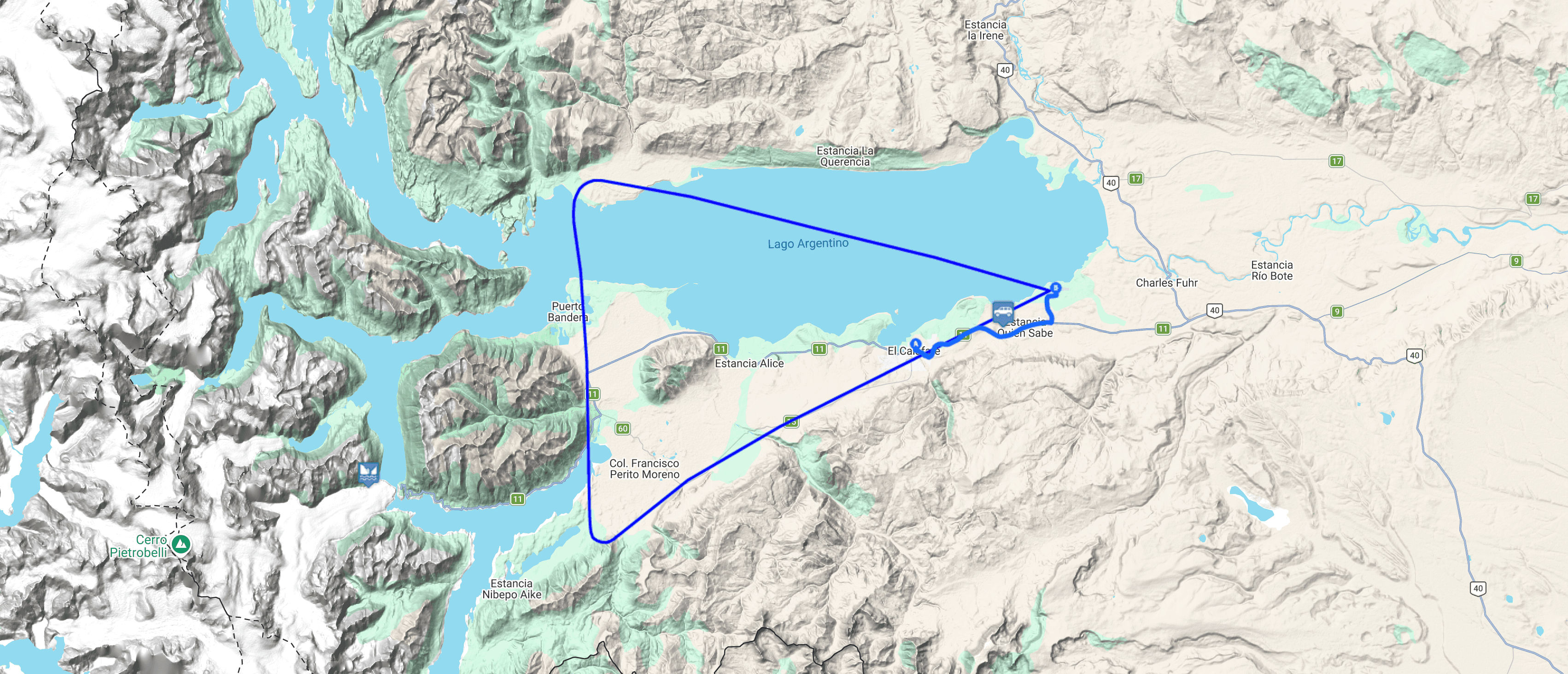Map Calafate Flight Experience