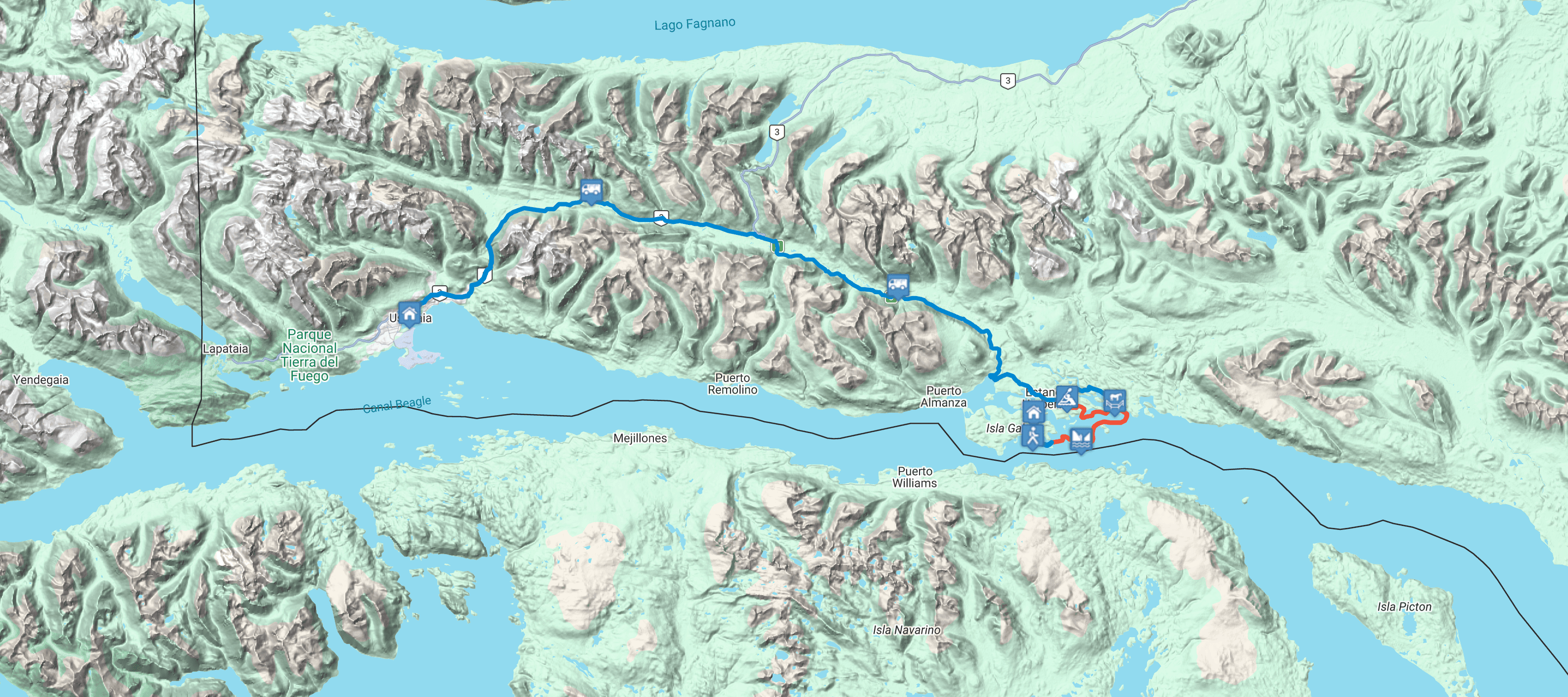 Map Isla Gable: Pingüinos y Canoas